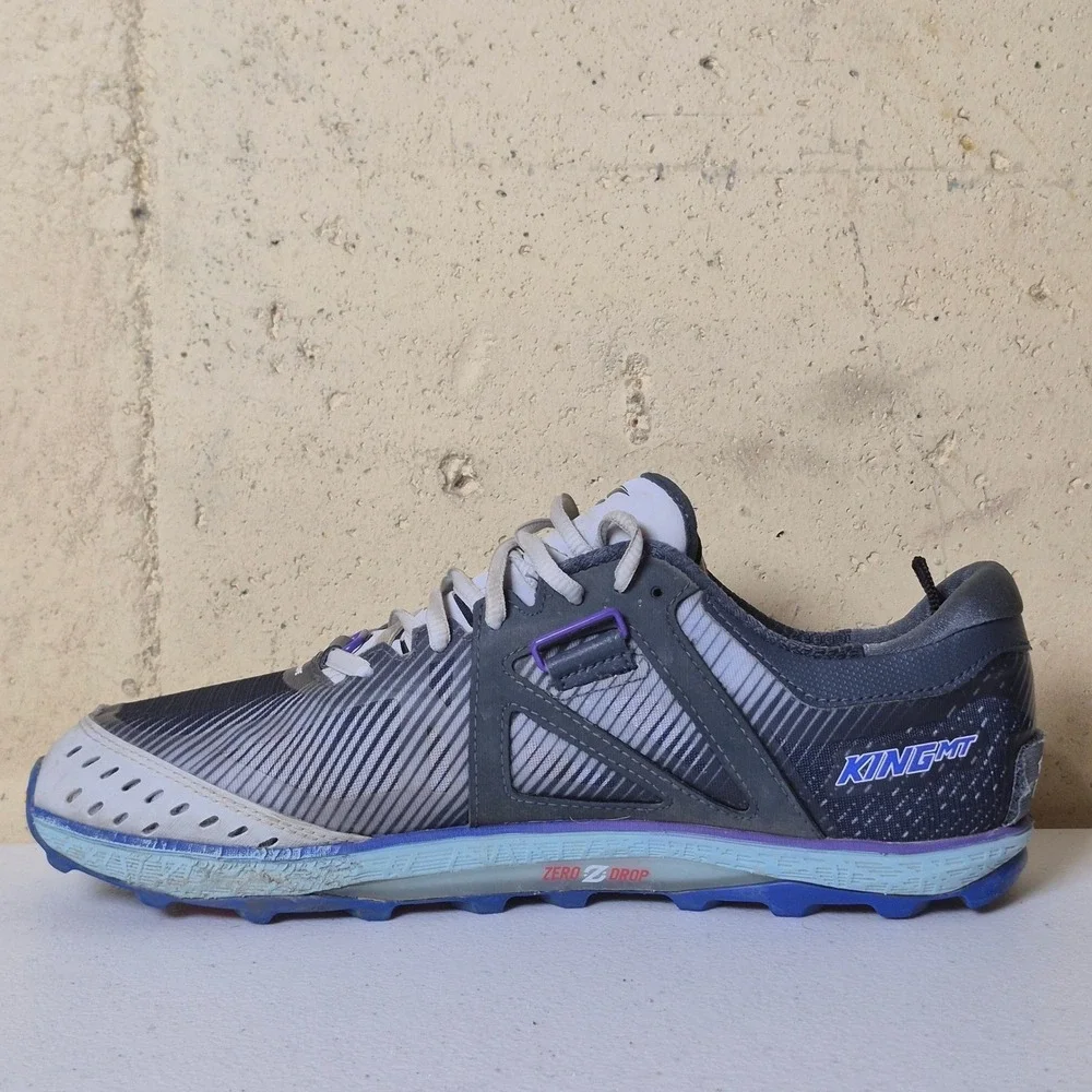 Altra King MT 2 Trail Running Shoes Womens 9.5 Gray Blue Vibram *No Strap*